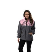 TrailCrest Women’s Fleece Long Sleeve Full Zip Jacket Coat, Heather Grey & Pink Camo, XL
