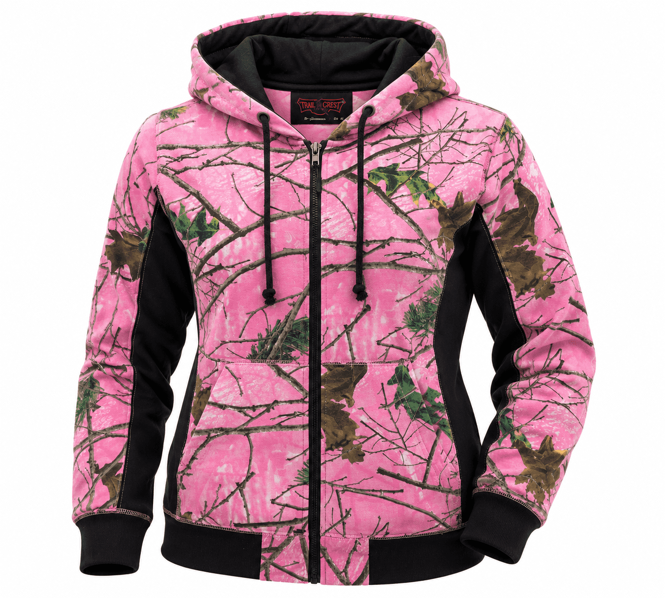 TrailCrest Women’s Full Zip Up Hoodie Sweatshirt Casual Fashion Sweater Hooded Jacket, XL, Pink Camo