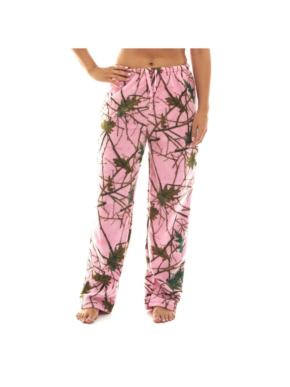 Women's Open Bottom Cotton Blend Cozy Sweatpants With 3 Pockets Yoga Lounge Hunting, 4X, Pink Camo