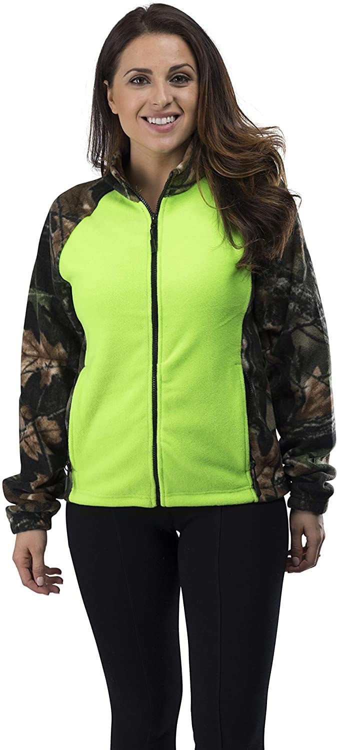 TrailCrest Womens Semi Fitted Full Zip Fleece Long Sleeve Camo Jacket Green XL