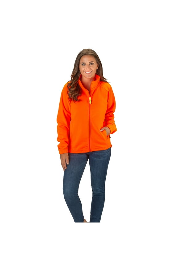 Womens Semi-Fitted Safety Blaze Orange Full Zip Thick Fleece Jacket, 4X