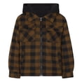 thumbnail image 1 of TrailCrest by Treel Kids Hooded Fleece Jacket – Warm Zip Up Plaid Coat with Pockets, Checkered Winter Outerwear, Brown & Black Plaid, 7/8, 1 of 8