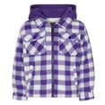 thumbnail image 1 of TrailCrest by Treel Kids Hooded Fleece Jacket – Warm Zip Up Plaid Coat with Pockets, Checkered Winter Outerwear, Purple & White Plaid, 5/6, 1 of 4