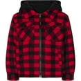 thumbnail image 1 of TrailCrest by Treel Kids Hooded Fleece Jacket – Warm Zip Up Plaid Coat with Pockets, Checkered Winter Outerwear, Red & Black Plaid, 3T, 1 of 4