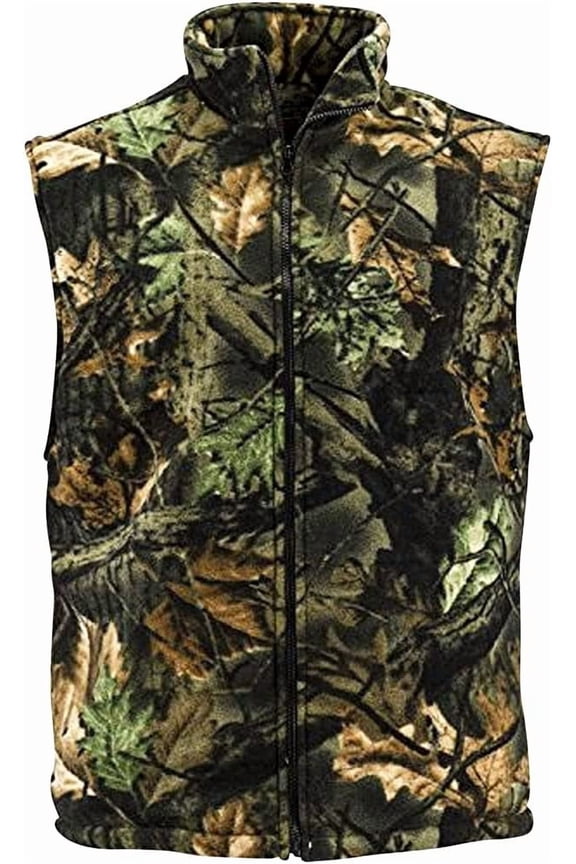 by Treel Men's Camo Full Zip Up Fleece Hunting Vest, 5X
