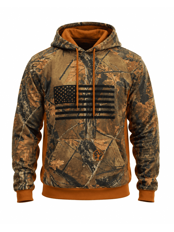 by Treel Men's Hoodie Sweatshirt - Comfortable, Stylish Camo Jacket for Outdoor Activities, Hunting and Casual Wear, Camo & Brown, 2X