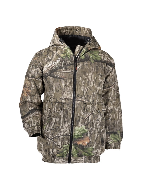 Mossy Oak Men's Insulated Camo Jacket – Country Roots Pattern – Quilted Lining, Cotton Twill Shell, Cold Weather Work Jacket, L, Country Roots