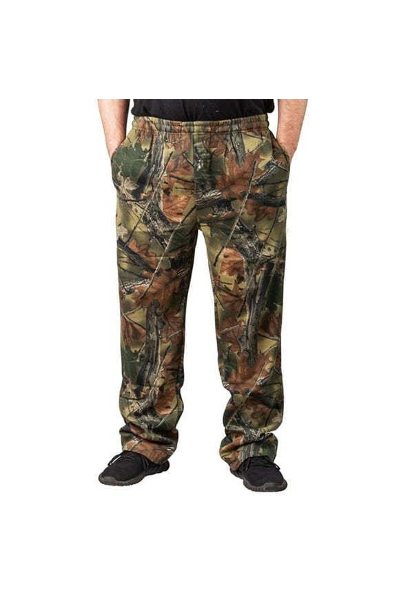 by Treel Men's Open Bottom Cotton Blend Cozy Sweatpants Hunting, XL