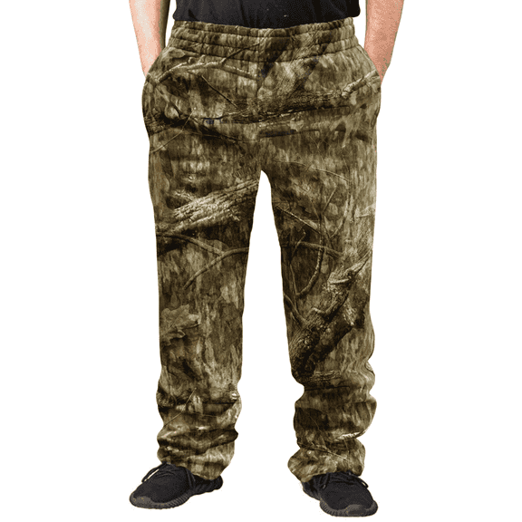 TrailCrest by Treel Mossy Oak Men's Open Bottom Lounge Hunting Sweatpants, Country Roots, Large