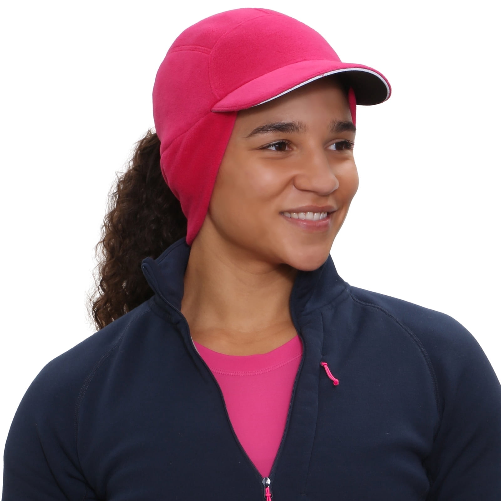〽️Women\'s Orange Winter Reflective Fleece Ponytail Hat with Ear Warmers Women main image 4