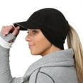 thumbnail image 1 of TrailHeads Fleece Ponytail Hat with Drop Down Ear Warmer | The Trailblazer Adventure Hat for Women - black, 1 of 6
