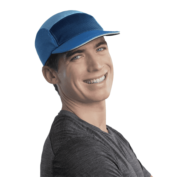 TrailHeads Men's 5 Panel Hat - Summer caps for running, hiking, golf - Navy-Blue-Sky Blue