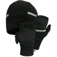 thumbnail image 1 of TrailHeads Men's Convertible Mittens and Running Beanie Reflective Gift Set - black (medium/large), 1 of 8