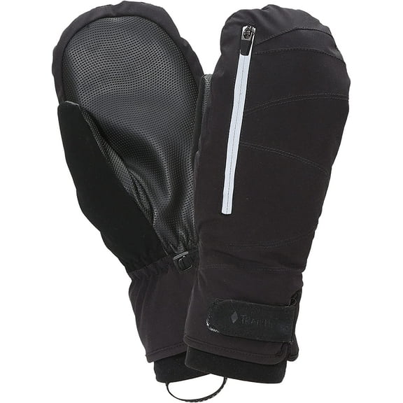 TrailHeads Men’s Convertible Zip Mitts | winter running mittens | thermal mittens for cold weather | men’s mittens for outdoor sports - black (medium/large)