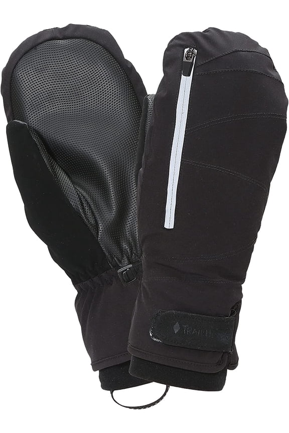 Men’s Convertible Zip Mitts | winter running mittens | thermal mittens for cold weather | men’s mittens for outdoor sports - black (medium/large)