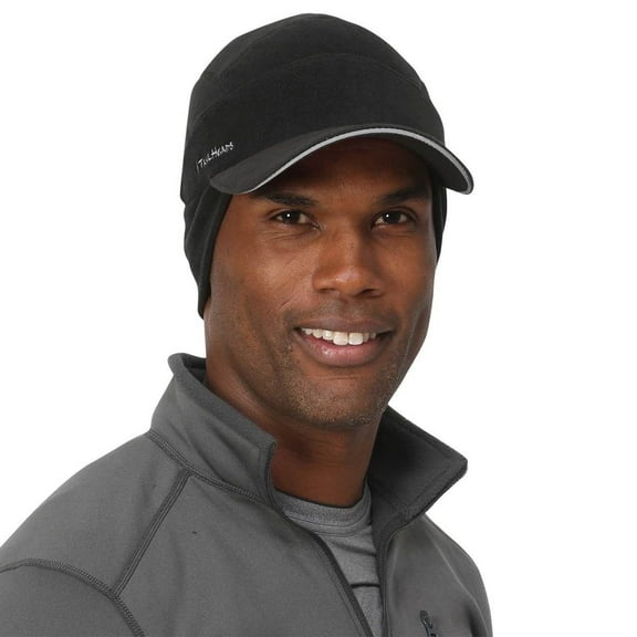 TrailHeads Men's Fleece Ball Cap with Drop Down Ear Warmer | The Trailblazer Adventure Hat - black