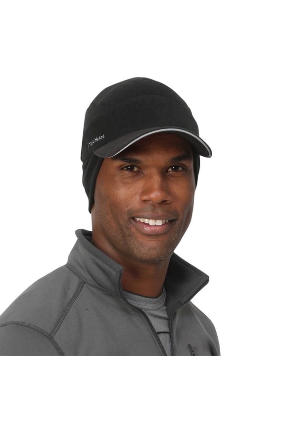 Men's Fleece Ball Cap with Drop Down Ear Warmer | The Trailblazer Adventure Hat - black
