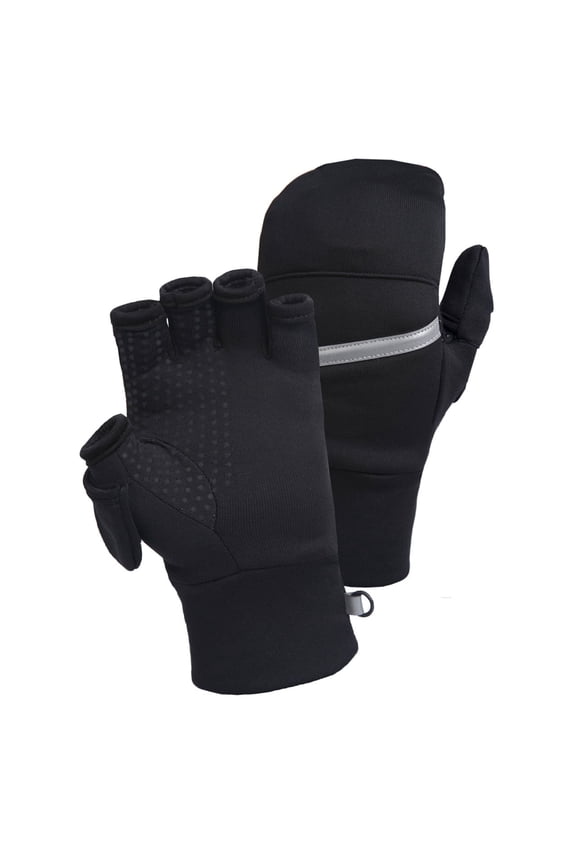 Men's Power Stretch Convertible Mittens | Fingerless Gloves - small/medium