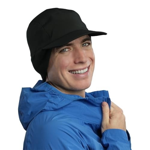 TrailHeads Men's Rain Hat - Winter Outdoor Hat - Waterproof Hats for Men for Running, Hiking - Storm Runner - black