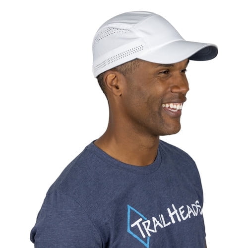 TrailHeads Men's Running Cap - Recycled Athletic Hat for Sports, Tennis, Golf, Pickleball, Gym - White