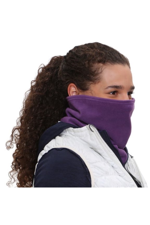 Micro Fleece Neck Warmer | Winter Neck Gaiter | Contoured Tube Scarf For Women and Men - Purple