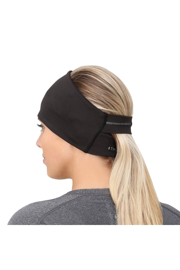 Ponytail Headband - Adrenaline Series | Women’s Running Headband with Reflective Accents - black