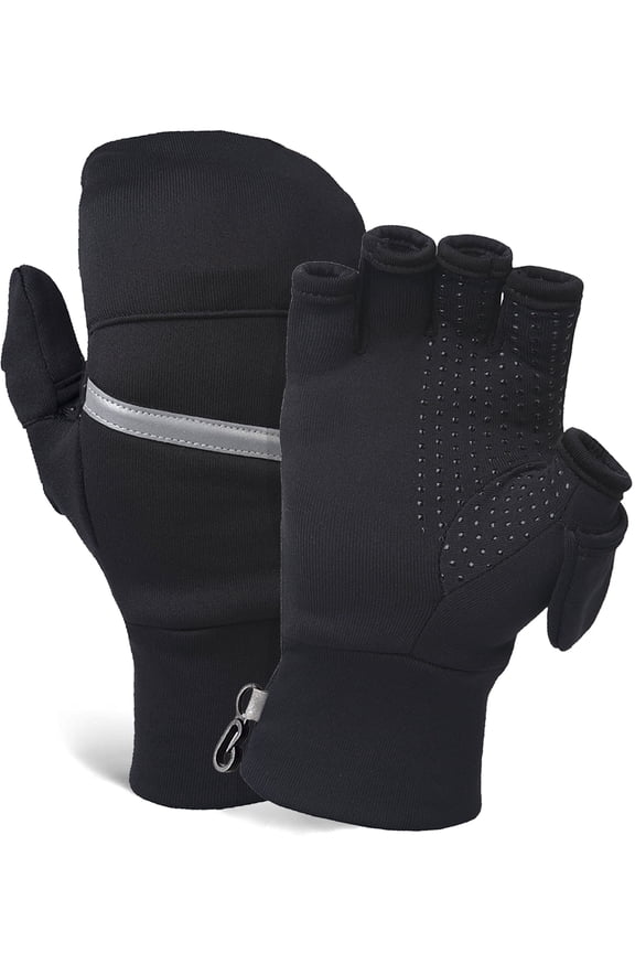 Power Stretch Convertible Mittens - Women’s Fingerless Gloves - medium/large