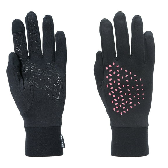 TrailHeads Running Gloves for Women | Lightweight Gloves with Touchscreen Fingers -Black / Pink Reflective - large