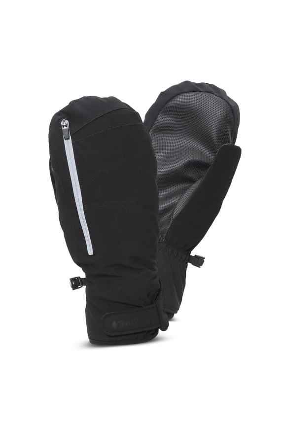 Women’s Convertible Zip Mitts - Insulated Winter Running Mittens - Black - Small/Medium