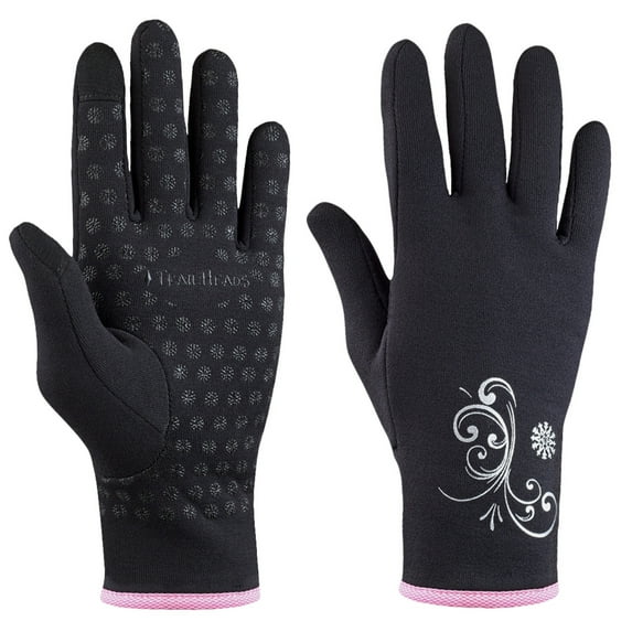 TrailHeads Women’s Running Gloves | Touchscreen Gloves | Power Stretch Winter Running Accessories - black/fast pink (large)