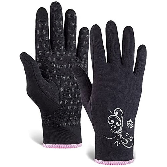 TrailHeads Women’s Running Gloves | Touchscreen Gloves | Winter Running Accessories - black/fast pink x-small)