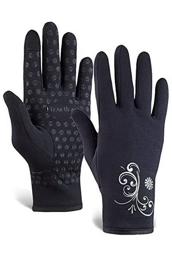 Women’s Running Gloves | Touchscreen Gloves | Winter Running Accessories - black w/print (x-small)