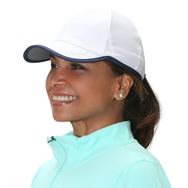 TrailHeads Women's Running Hat with UV Protection | UPF 50 Hats | Summer  Hats for Women | Outdoor Hats - white/navy