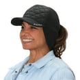 thumbnail image 1 of TrailHeads Women's Winter Ponytail Hat | Trucker Hat with drop down ear warmers - quilted/black, 1 of 5