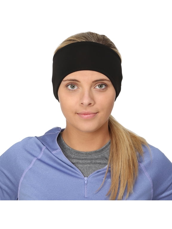 Women?s Ponytail Headband | Moisture Wicking Ear Band | The Power Running Headband - black