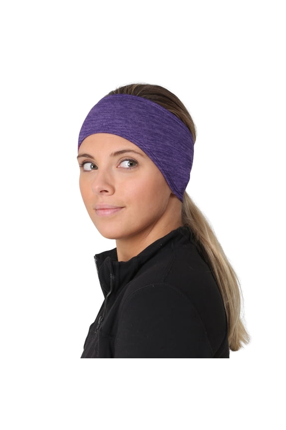 Womens Ponytail Headband - Moisture Wicking Hair Headband for Running, Winter, Workout - Athletic Headband Women - heather purple