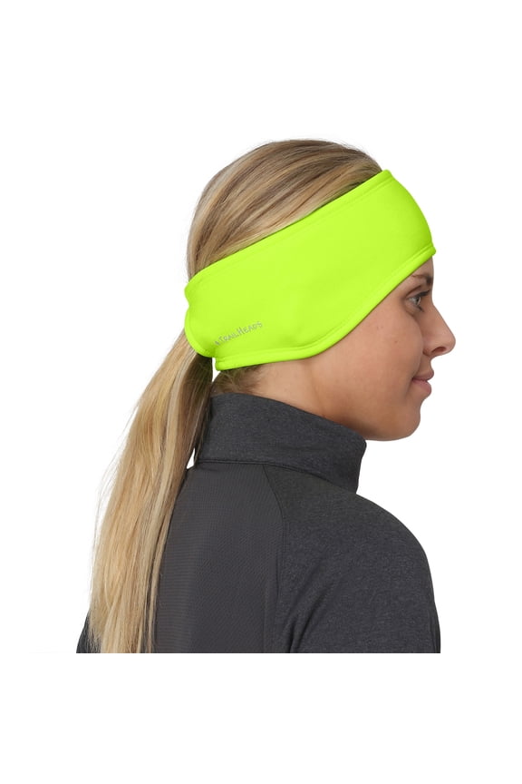 Womens Ponytail Headband - Moisture Wicking Hair Headband for Running, Winter, Workout - Athletic Headband Women - hi vis