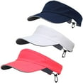 thumbnail image 1 of TrailHeads Womens Sun Visor Hat for Running, Golf and Tennis - Recycled - white-navy-bright coral 3 pack, 1 of 5