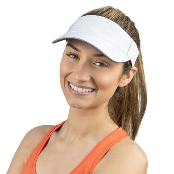 TrailHeads Womens Sun Visor Hat for Running, Golf and Tennis - Recycled - white