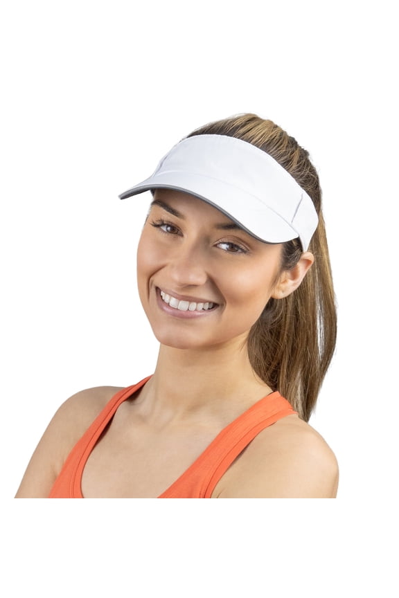 Womens Sun Visor Hat for Running, Golf and Tennis - Recycled - white