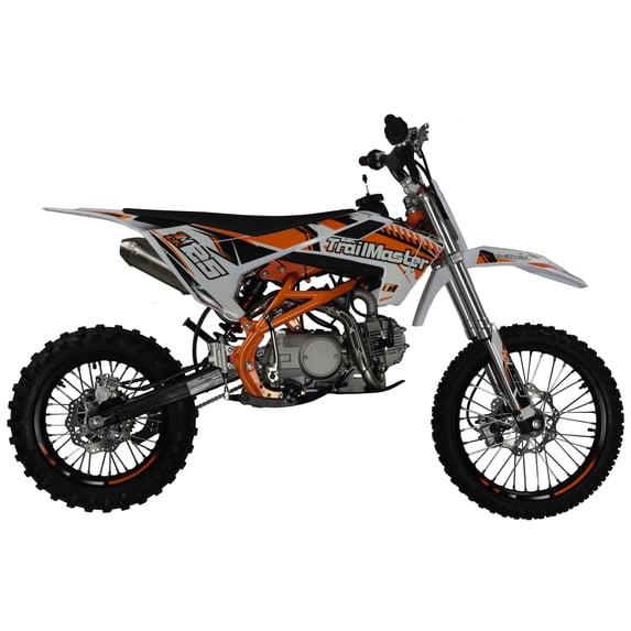 TrailMaster LK125 123cc Dirt Bike, Max Speed 45 mph, Ages 16+, 32.9" Seat Height, 17"/14" Tires, Electric & Kick Start, Inverted Forks