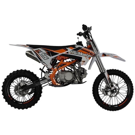 TrailMaster LK125 123cc Dirt Bike, Max Speed 45 mph, Ages 16+, 32.9" Seat Height, 17"/14" Tires, Electric & Kick Start, Inverted Forks