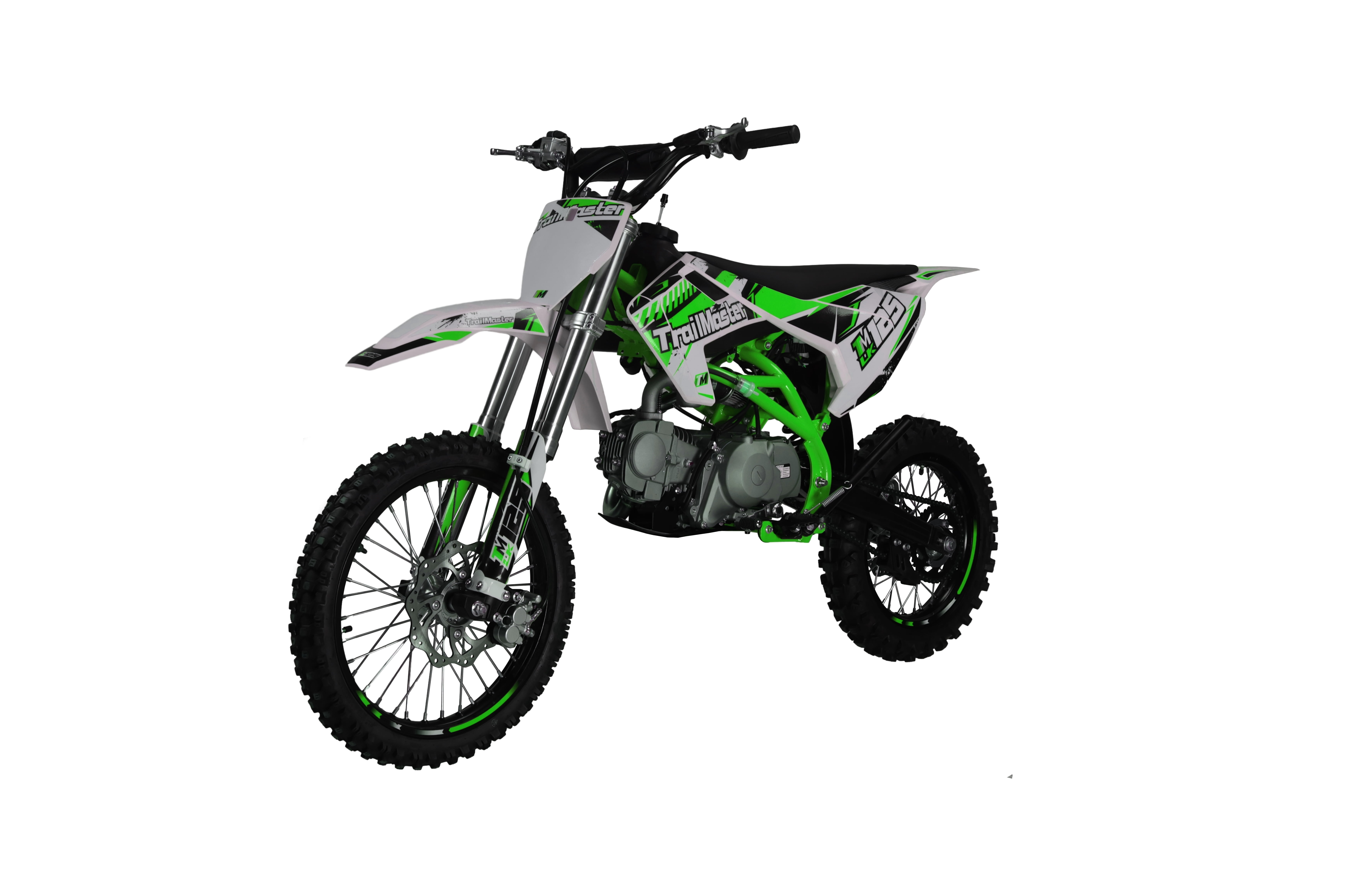 TrailMaster LK125 123cc Youth Dirt Bike, Max Speed 45 mph, Ages 16+, 32.9" Seat Height, 17"/14" Tires, Electric & Kick Start, Inverted Forks (Green)