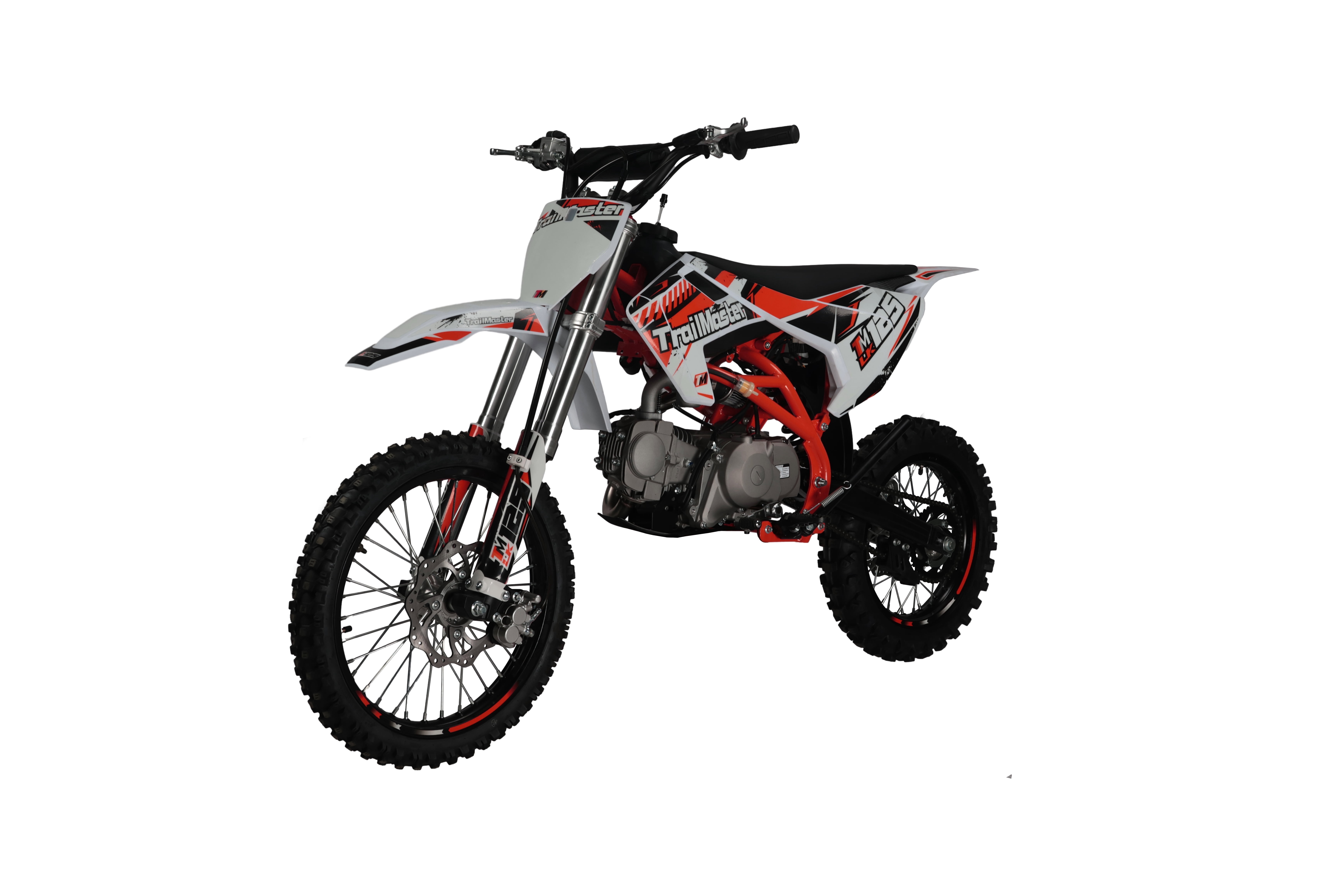 TrailMaster LK125 123cc Dirt Bike, Max Speed 45 mph, Ages 16+, 32.9" Seat Height, 17"/14" Tires, Electric & Kick Start, Inverted Forks (Red)
