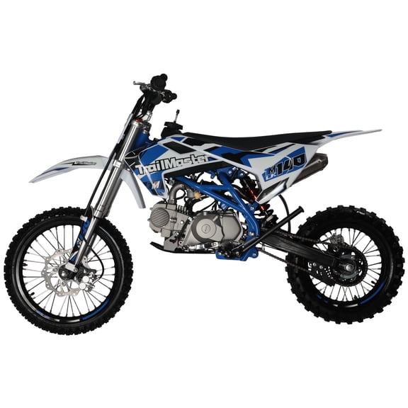 TrailMaster LK140 140cc Youth/Adult Dirt Bike, Max Speed 50 mph, Ages 13+, 32.89" Seat Height, Electric/Kick Start, Inverted Shocks (Blue)