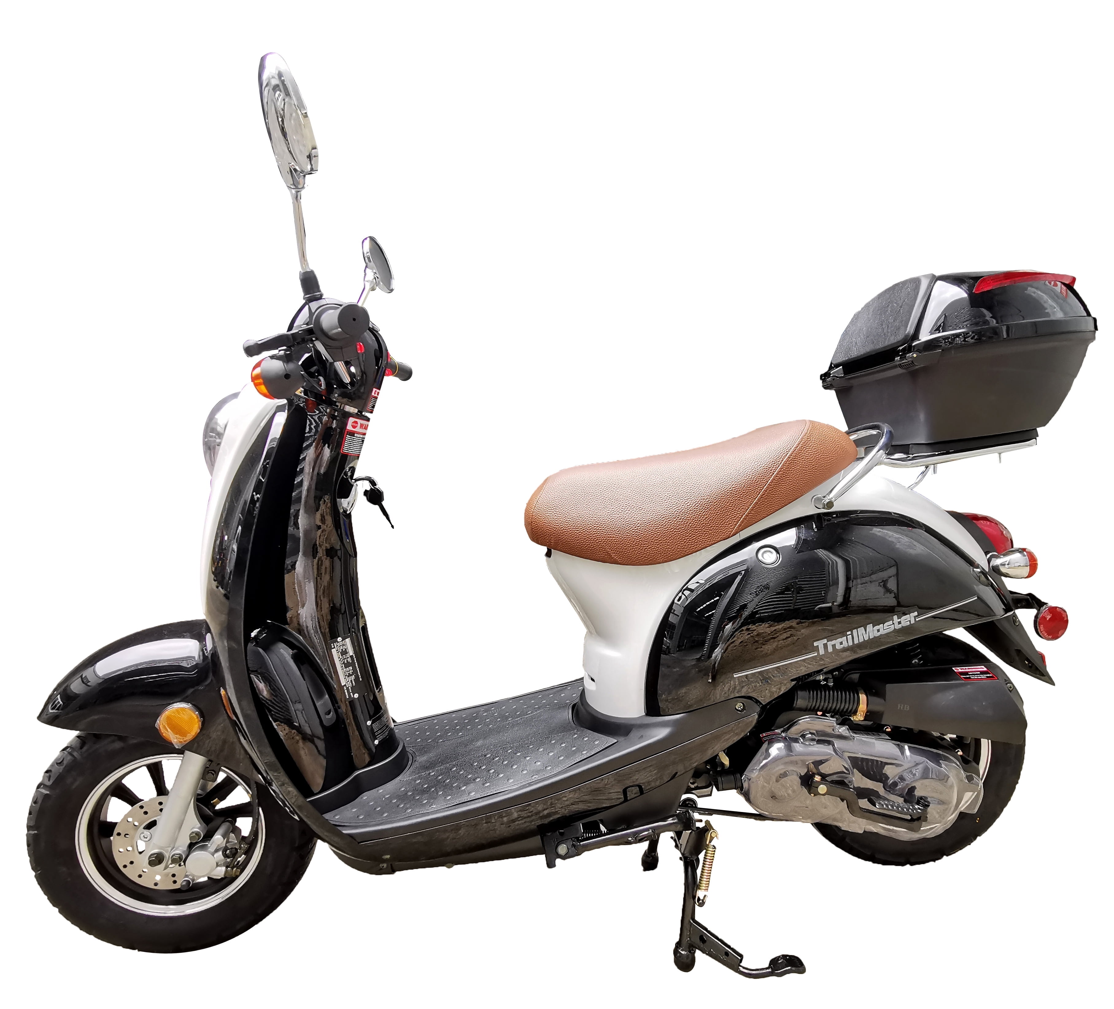 TrailMaster Milano 50N Gas Powered Scooter, 49cc 4-Stroke Engine, Electric/Kick Start, Max Speed 30 MPH, (Black)