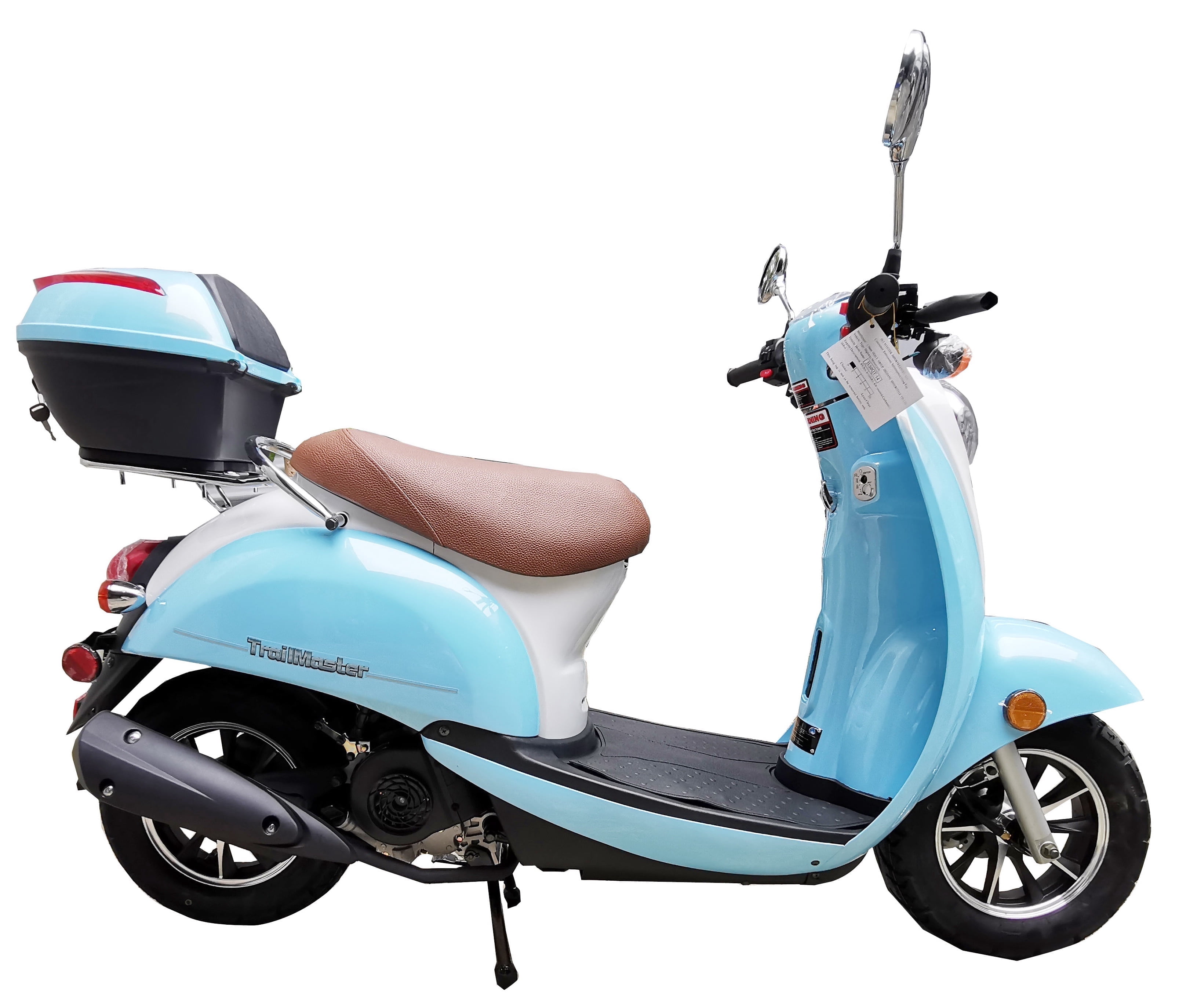 TrailMaster Milano 50N Gas Powered Scooter, 49cc 4-Stroke Engine, Electric/Kick Start, Max Speed 30 MPH, (Blue)