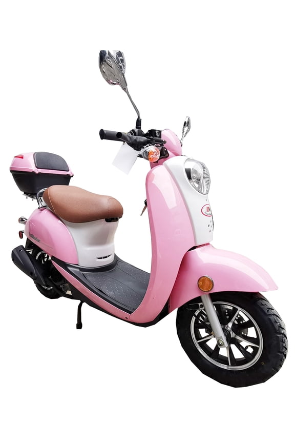 TrailMaster Milano 50N Gas Powered Scooter, 49cc 4-Stroke Engine, Electric/Kick Start, Max Speed 30 MPH, (Pre-Assembled, Pink)