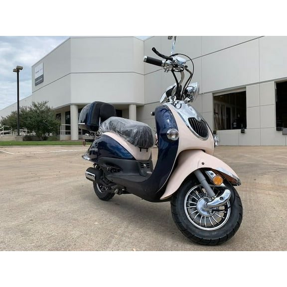TrailMaster Sorrento 150 Scooter, 149.6cc 4-Stroke Engine, CVT Automatic, Electric & Kick Start, Max Speed 51 MPH, Dual Seat, (Blue)