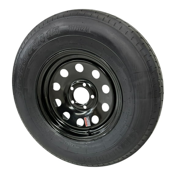 TrailQuest Trailer Tire Rim ST225/75R15 LRE Radial 5 Lug Black Modular Wheel 5X4.5" Bolt Pattern